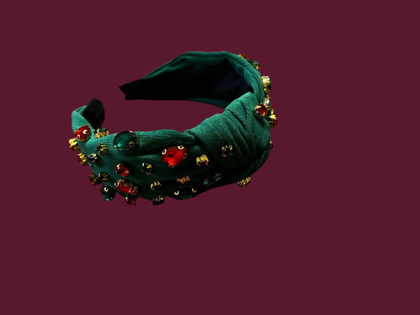 Green knot holiday headband