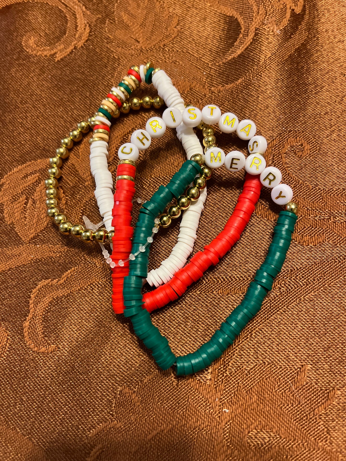 Merry Christmas bracelet stack