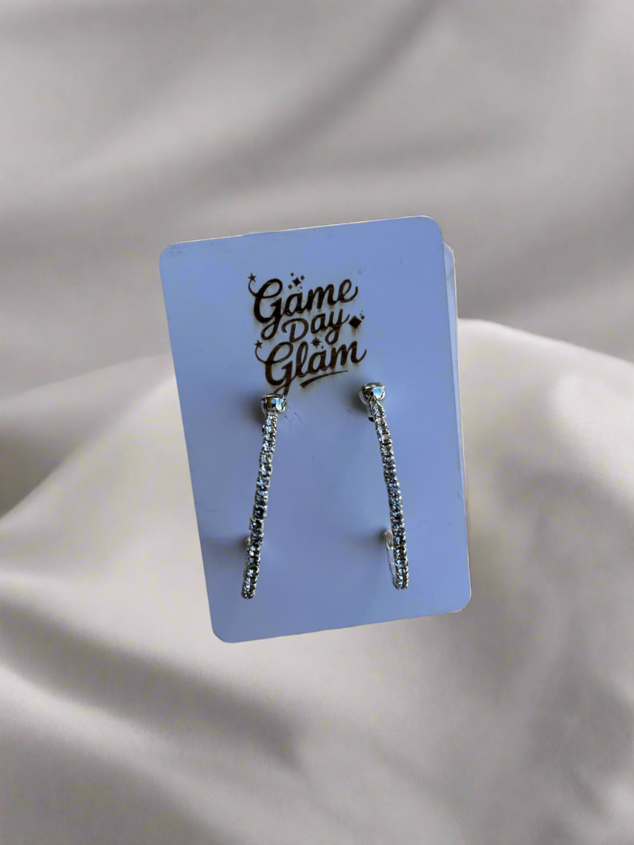 Rhinestone silver hoops