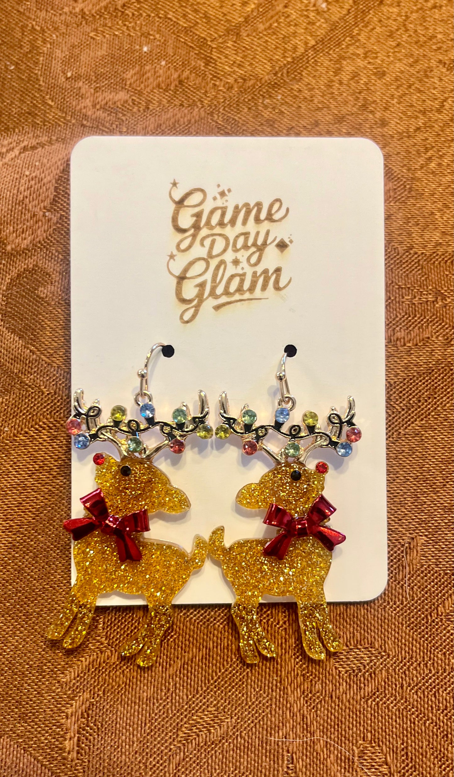 Christmas lights reindeer earrings