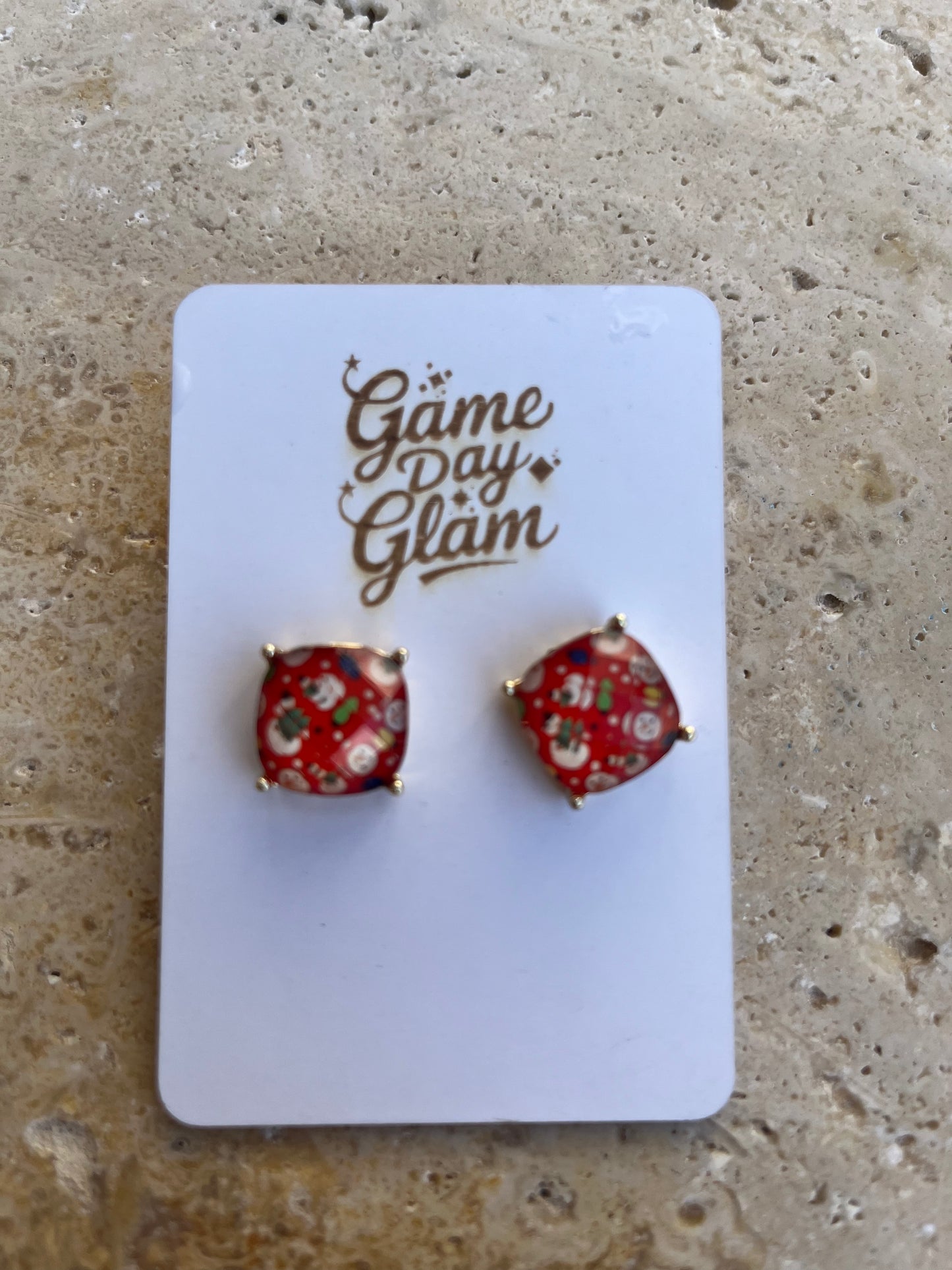 Red acetate Christmas studs