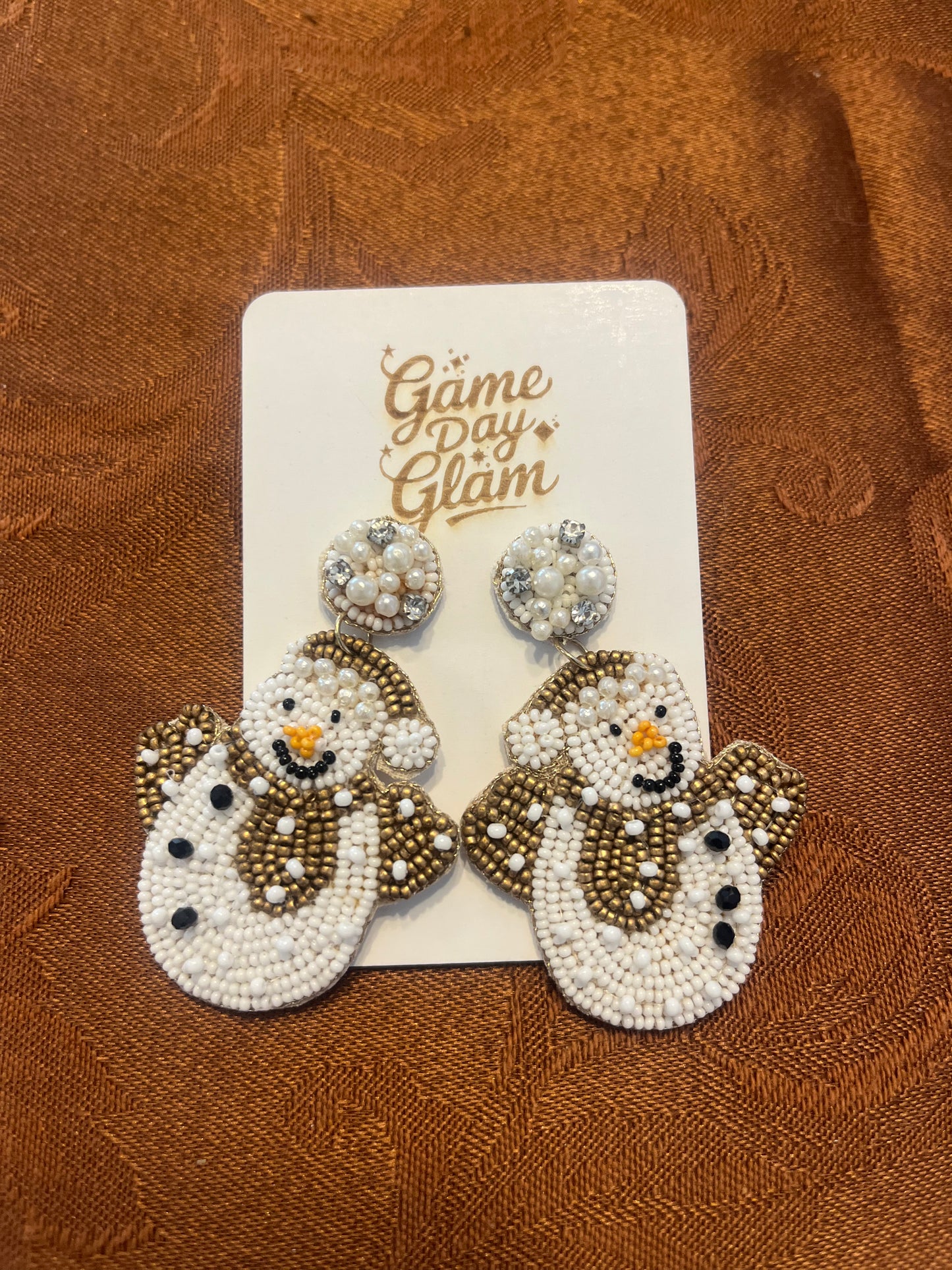 Gold snowman earrings