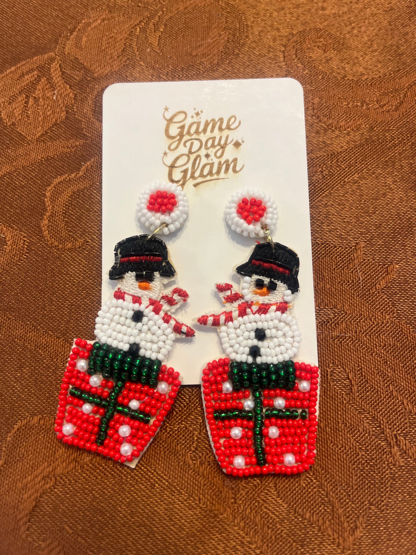 Snowman Present earrings