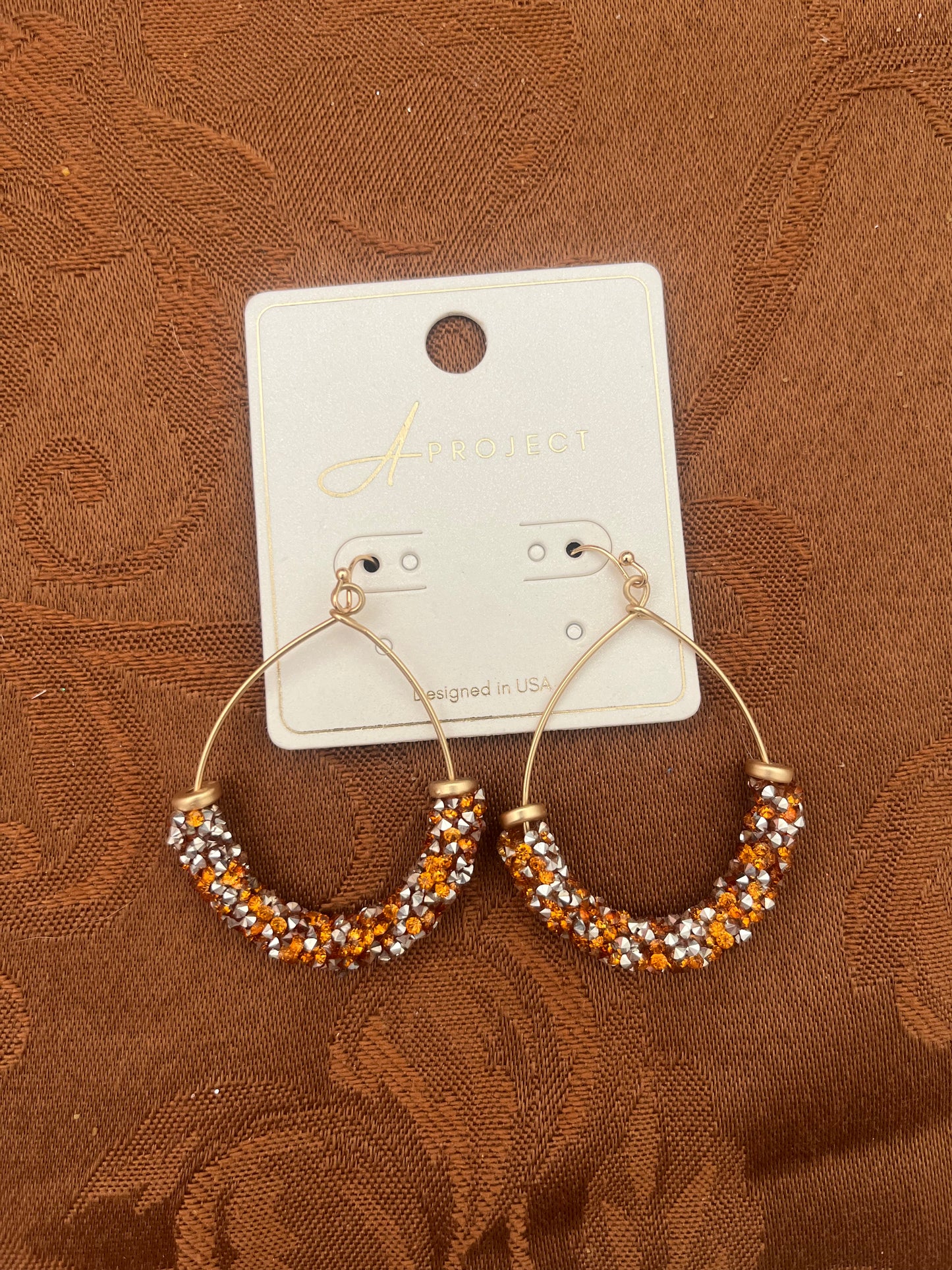 Orange and silver glitter dangles