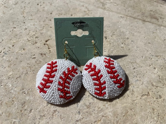 Baseball beaded dangle Earings