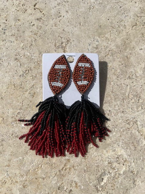 Beaded football Tassel Earrings