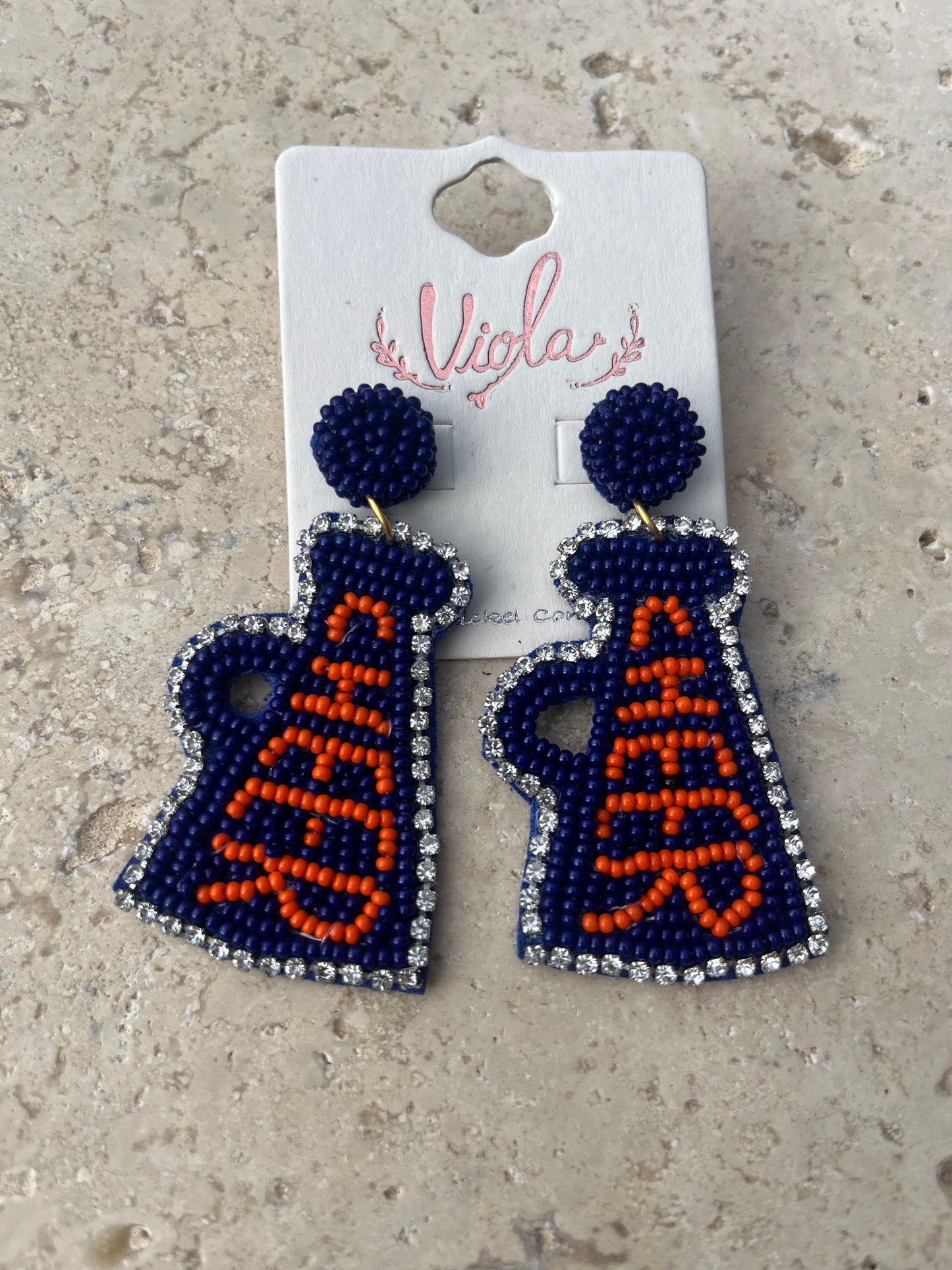 Navy Orange Cheer earrings