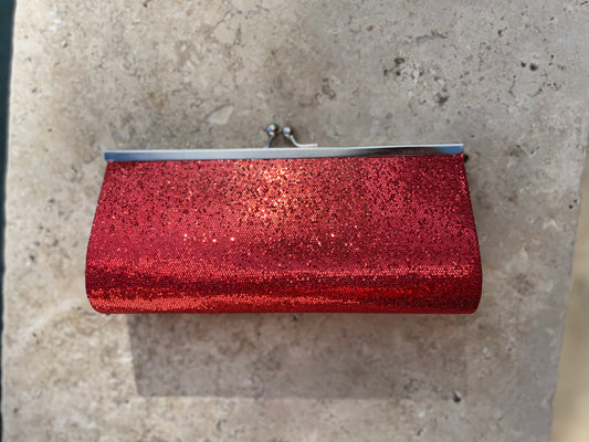 Red glitter clutch purse