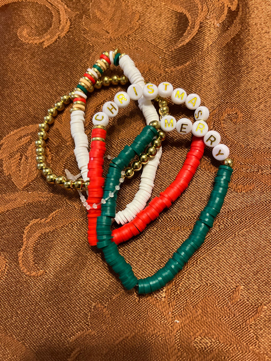 Merry Christmas bracelet stack
