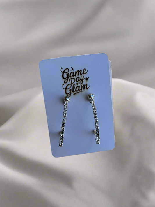 Rhinestone silver hoops