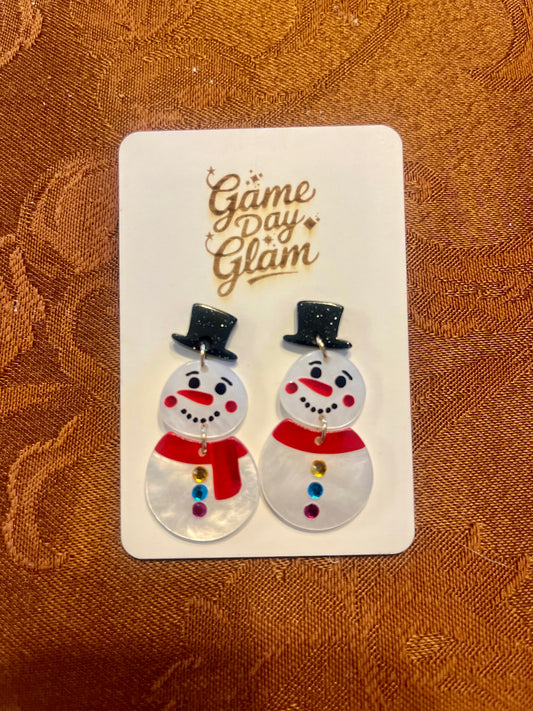 Frosty the snowman earrings