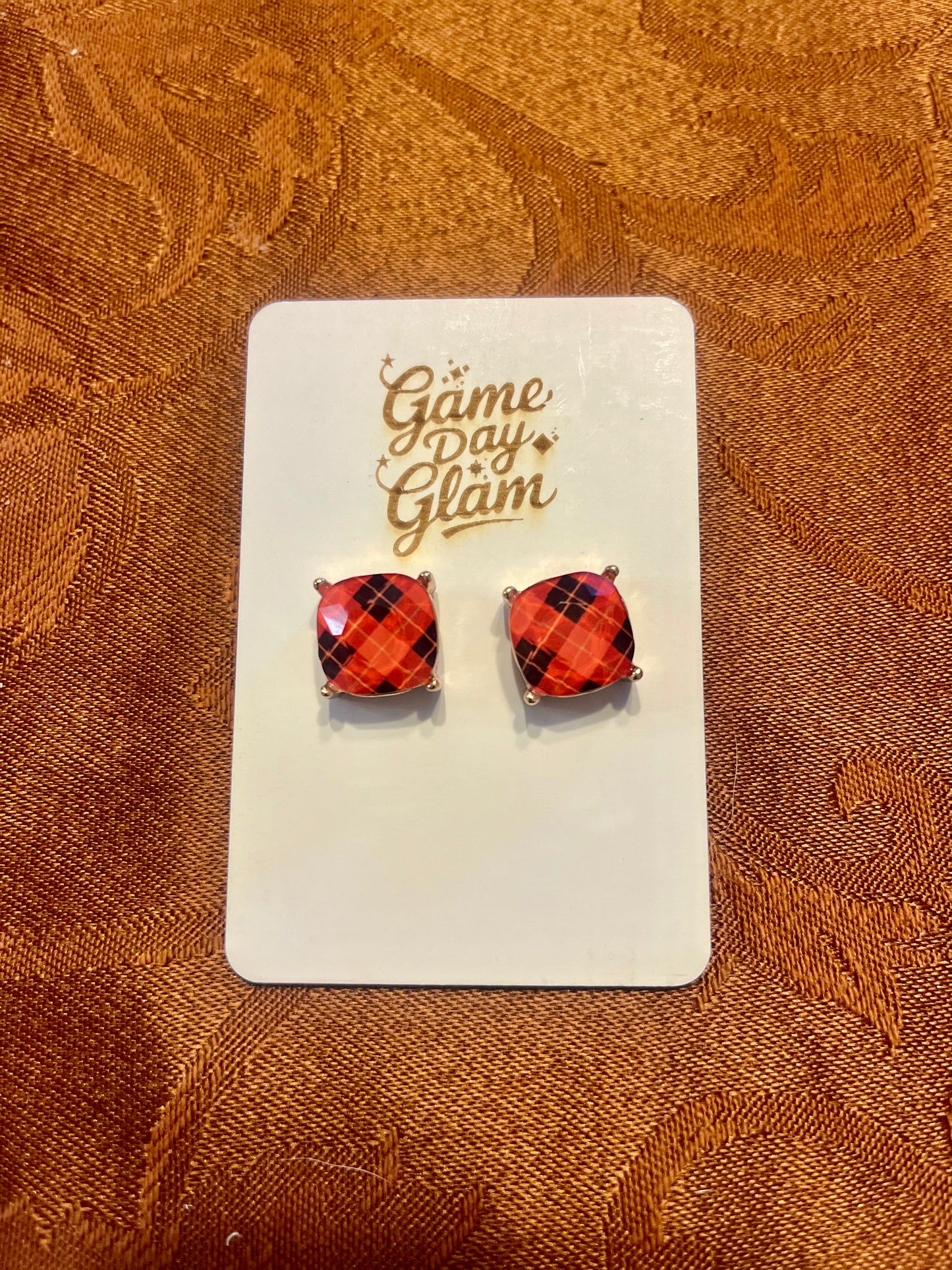 Autumn plaid acetate studs