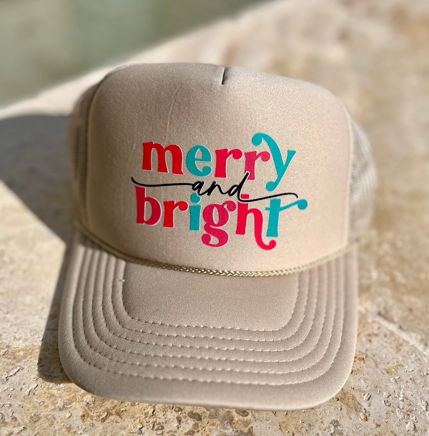 Candy Colors Merry And Bright Otto Khaki Foam Front Trucker Hat