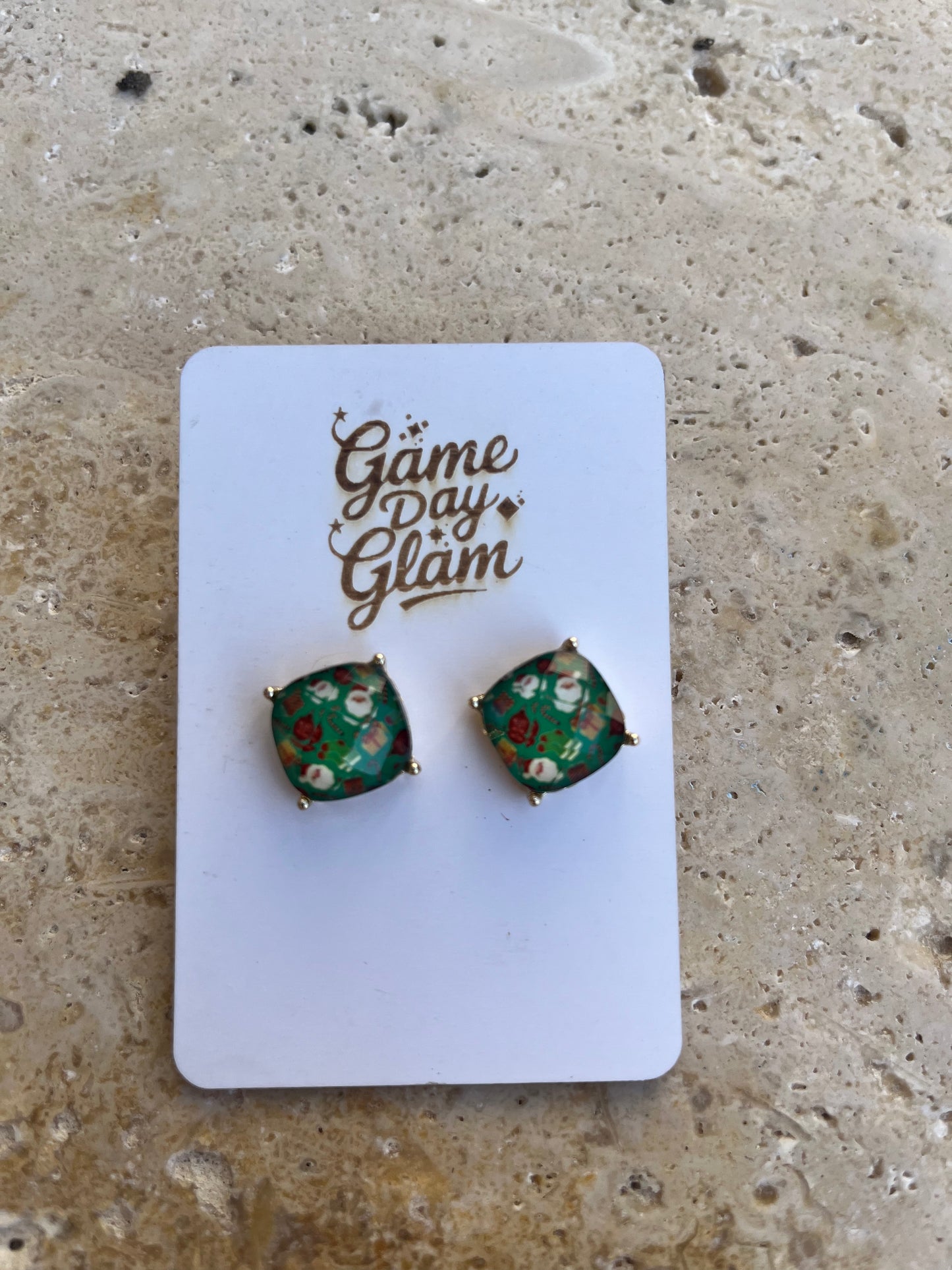 Green acetate Christmas studs