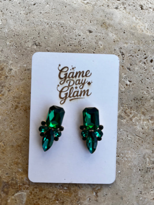 Green crystal gemstone party dangle earrings