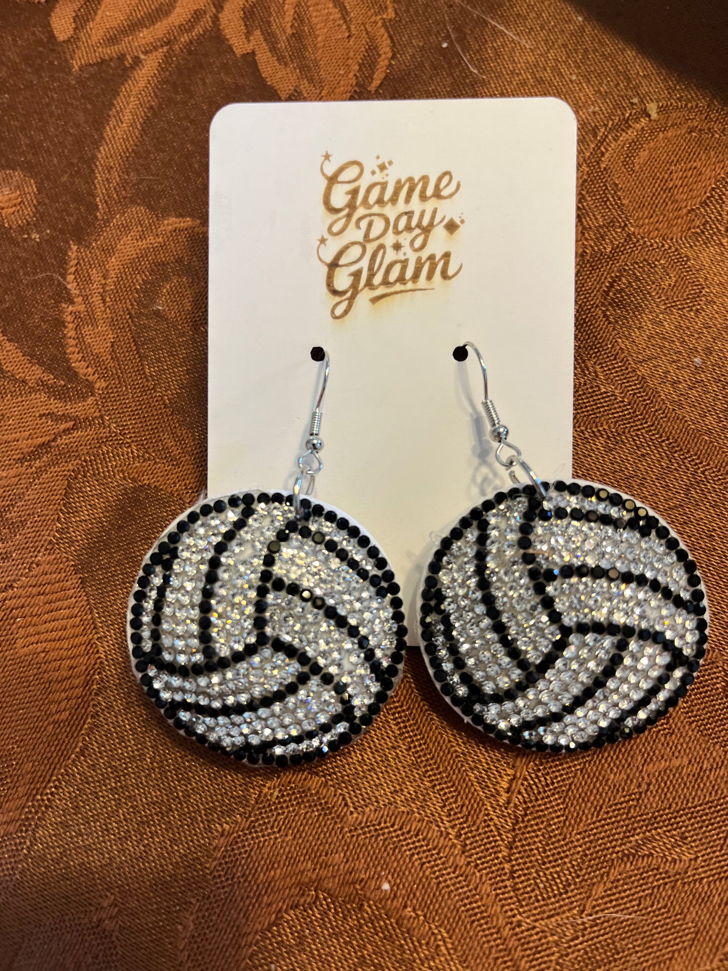Volleyball rhinestone dangle earrings
