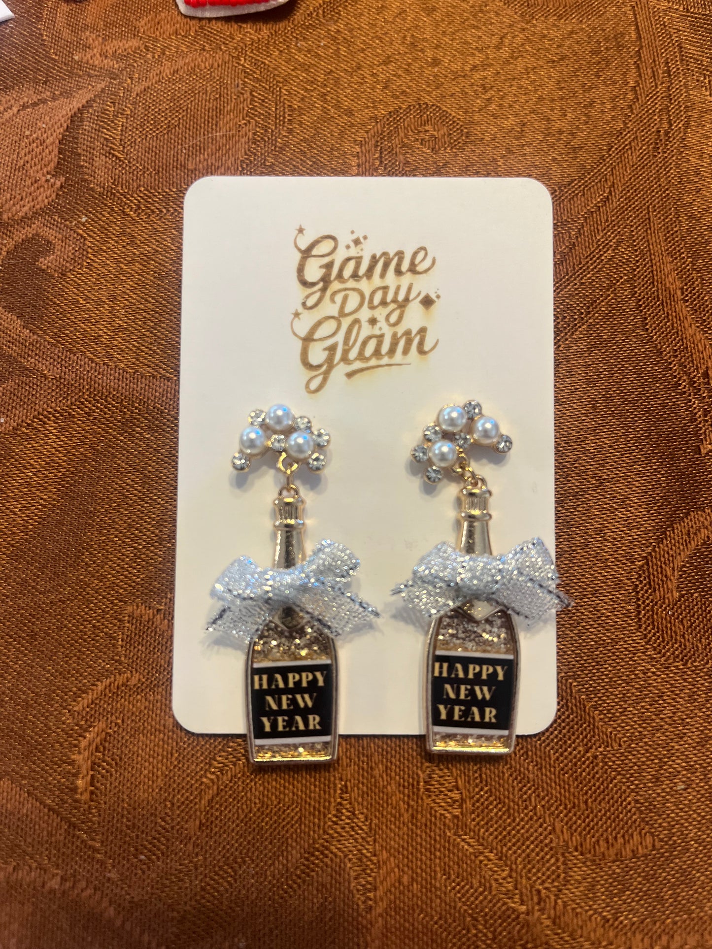 Happy New Year champagne earrings