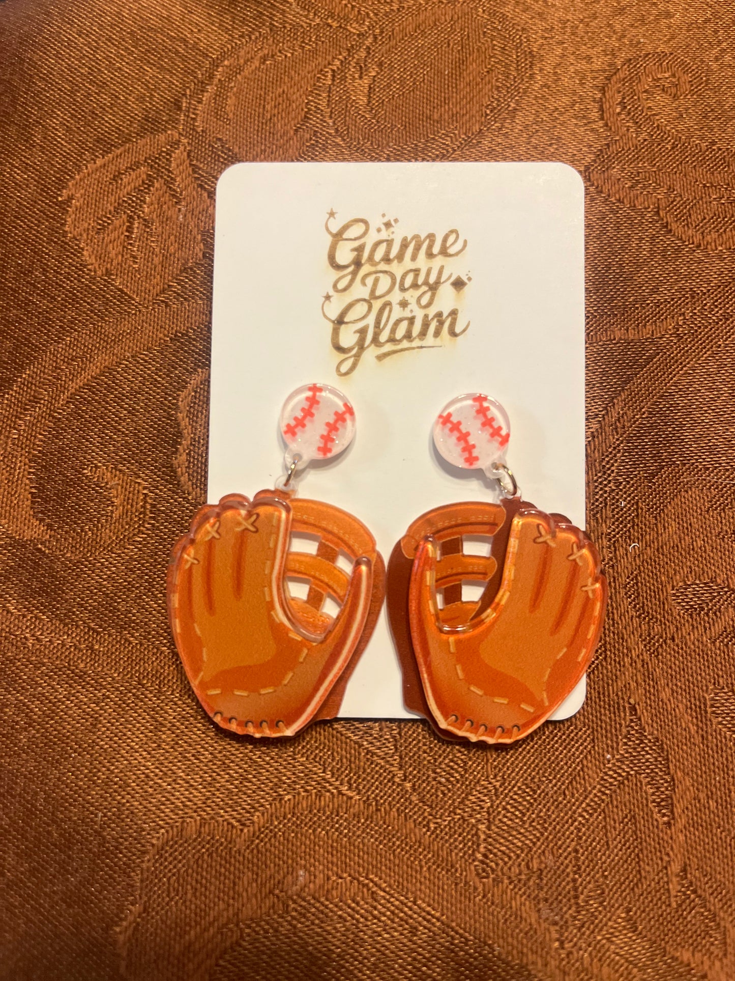 Baseball glove and ball earrings