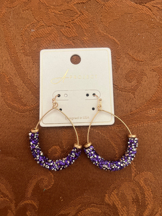 Purple and silver glitter dangles