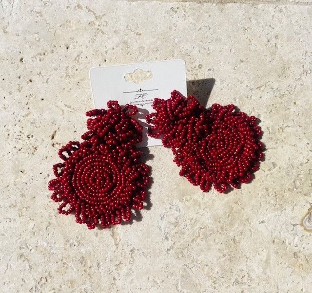 Chunky double circle beaded earrings