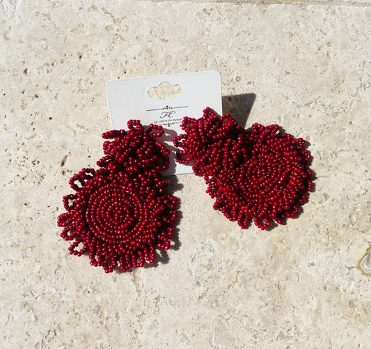 Chunky double circle beaded earrings