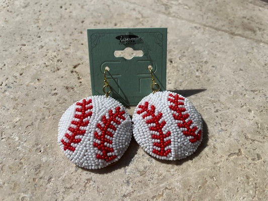 Baseball beaded dangle Earings