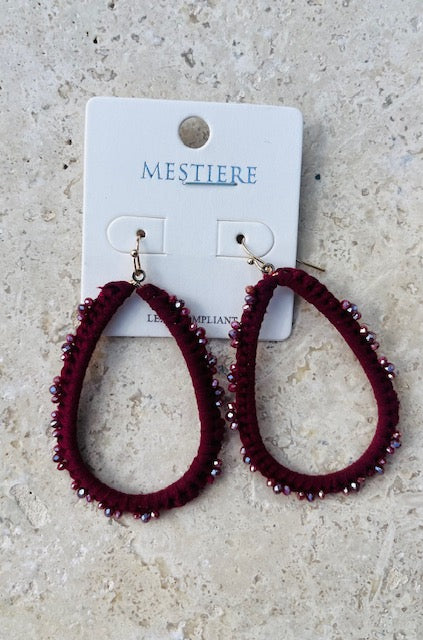 Maroon Tear Drop dangle earrings